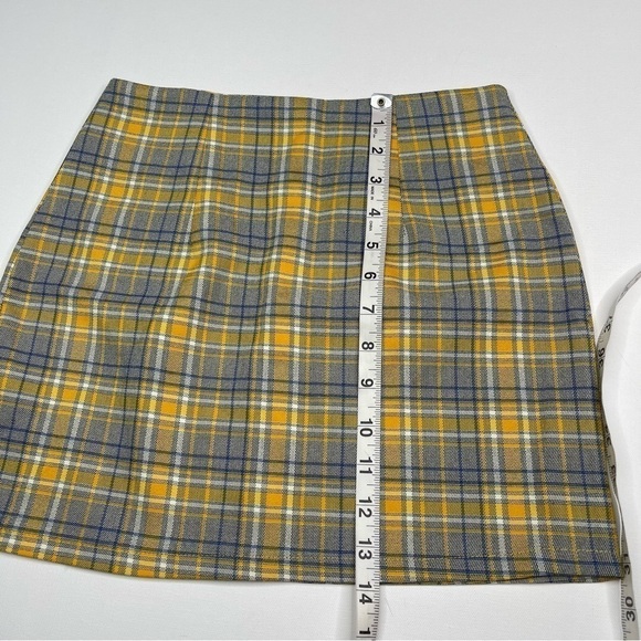 Better Be Skirt Mini Plaid Yellow Schoolgirl Preppy Library Academia Y2K New - Picture 7 of 10